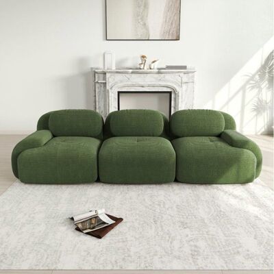 Canapé 3 places - LANGTU - Canapé dangle modulable - Velours côtelé vert - Antidérapant - Accoudoirs ergonomiques Vert - Publicité Canapé 3 places - LANGTU - Canapé dangle modulable - Velours côtelé vert - Antidérapant - Accoudoirs ergonomiques Vert - Publicité