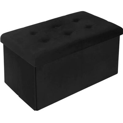 Tabouret Pouf de Rangement en Velours - WOLTU - Noir - Vintage - 80L de capacité de stockage Noir - Publicité Tabouret Pouf de Rangement en Velours - WOLTU - Noir - Vintage - 80L de capacité de stockage Noir - Publicité