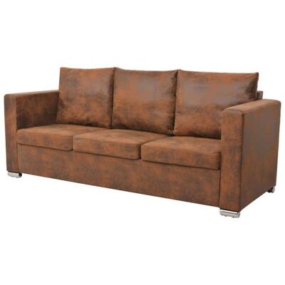 Canapé 3 Places - vidaXL - Cuir Daim Artificiel - Marron - 191x73x82 cm Marron - Publicité Canapé 3 Places - vidaXL - Cuir Daim Artificiel - Marron - 191x73x82 cm Marron - Publicité