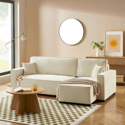 BAÏTA Canapé dangle convertible et réversible GAVI 4 places tissu beige Beige - Publicité BAÏTA Canapé dangle convertible et réversible GAVI 4 places tissu beige Beige - Publicité