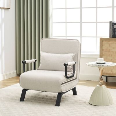 Fauteuil WOLTU - Canapé Lit Convertible 3 en 1 - Dossier Réglable en 5 Positions - Beige - Publicité Fauteuil WOLTU - Canapé Lit Convertible 3 en 1 - Dossier Réglable en 5 Positions - Beige - Publicité