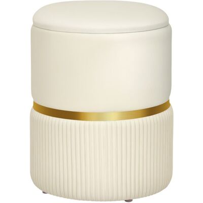 Pouf tabouret repose-pied HOMCOM coffre de rangement en velours côtelé design moderne 36 x 36 x 44 cm pour salon chambre beige Beige - Publicité Pouf tabouret repose-pied HOMCOM coffre de rangement en velours côtelé design moderne 36 x 36 x 44 cm pour salon chambre beige Beige - Publicité