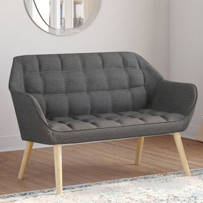 IDMARKET Canapé droit scandinave 2 places CASTILLE en tissu matelassé gris anthracite Gris - Publicité IDMARKET Canapé droit scandinave 2 places CASTILLE en tissu matelassé gris anthracite Gris - Publicité