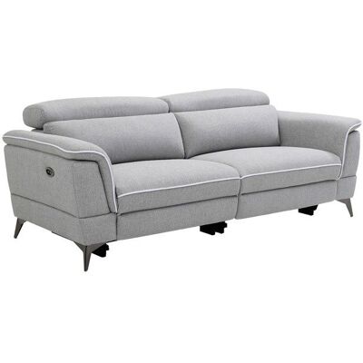 VENTE-UNIQUE Canapé 3 places relax électrique en tissu gris MACARI Gris - Publicité VENTE-UNIQUE Canapé 3 places relax électrique en tissu gris MACARI Gris - Publicité