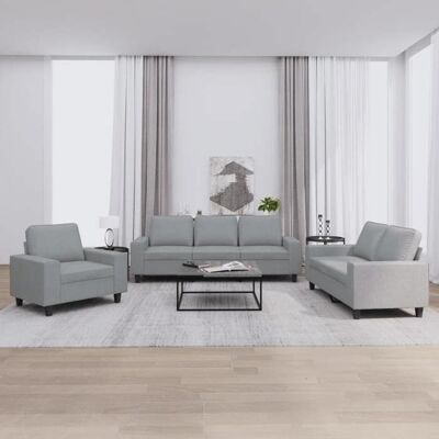 Ensemble de canapés en tissu - vidaXL - Gris clair - 3 pièces - Fauteuil - Canapé 2 places - Canapé 3 places Gris - Publicité Ensemble de canapés en tissu - vidaXL - Gris clair - 3 pièces - Fauteuil - Canapé 2 places - Canapé 3 places Gris - Publicité