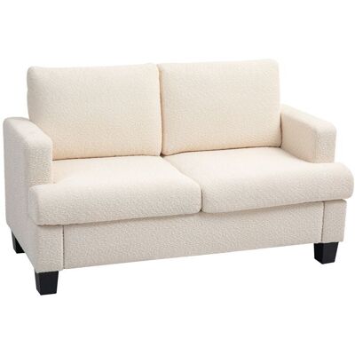Canapé 2 places 140 cm - HOMCOM - coussins de dossier amovibles - tissu chenille ressorts en S - beige Beige - Publicité Canapé 2 places 140 cm - HOMCOM - coussins de dossier amovibles - tissu chenille ressorts en S - beige Beige - Publicité