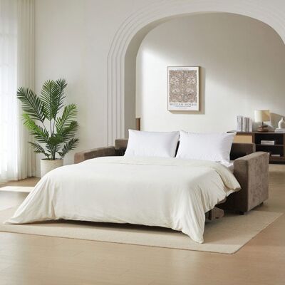 BAÏTA Canapé droit convertible express SOCCA 3-4 places tissu marron Marron - Publicité BAÏTA Canapé droit convertible express SOCCA 3-4 places tissu marron Marron - Publicité