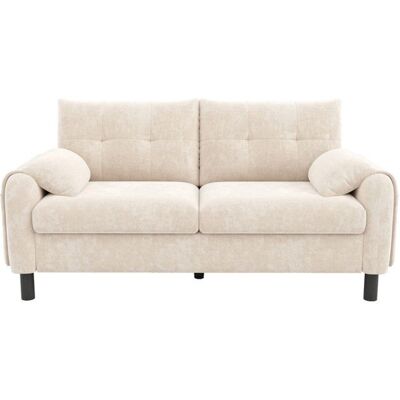 LEYTN Canapé 2 places canapé rembourré avec coussins épaisPoches latérales tissu chenille design scandinave beige158x80x88.5cm Beige - Publicité LEYTN Canapé 2 places canapé rembourré avec coussins épaisPoches latérales tissu chenille design scandinave beige158x80x88.5cm Beige - Publicité