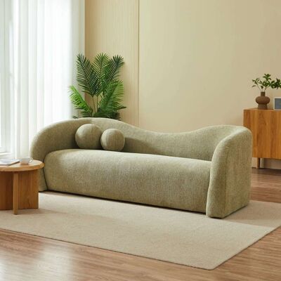 BAÏTA Canapé droit fixe BACALA 3 places tissu chenille vert kaki - Publicité BAÏTA Canapé droit fixe BACALA 3 places tissu chenille vert kaki - Publicité