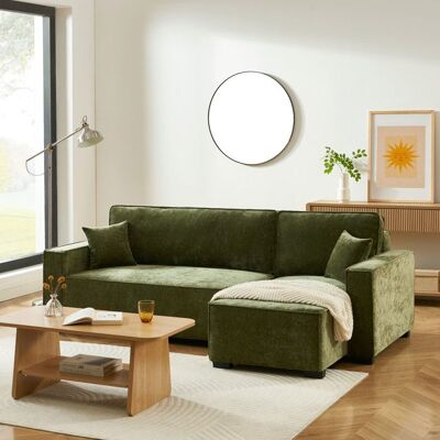BAÏTA Canapé dangle convertible et réversible GAVI 4 places tissu vert Vert - Publicité BAÏTA Canapé dangle convertible et réversible GAVI 4 places tissu vert Vert - Publicité