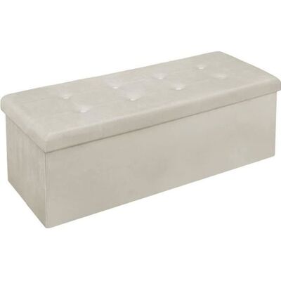 Tabouret Pouf de Rangement en Velours - WOLTU - Crème - 118L de capacité de stockage Beige - Publicité Tabouret Pouf de Rangement en Velours - WOLTU - Crème - 118L de capacité de stockage Beige - Publicité