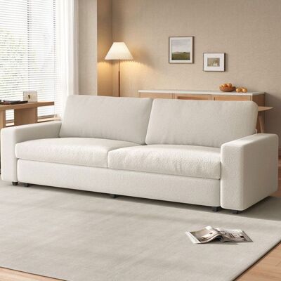 GUYII Canapé scandinave 3 places en tissu bouclette blanc crème – canapé moderne confortable salon design nordique Beige - Publicité GUYII Canapé scandinave 3 places en tissu bouclette blanc crème – canapé moderne confortable salon design nordique Beige - Publicité