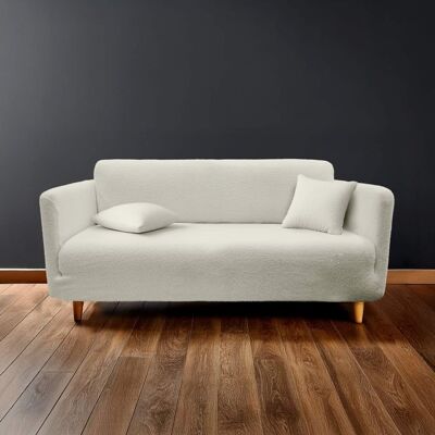DOUCEUR D INTÉRIEUR Housse de canapé extensible bouclette Naturel 230x60x105 cm Beige - Publicité DOUCEUR D INTÉRIEUR Housse de canapé extensible bouclette Naturel 230x60x105 cm Beige - Publicité