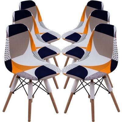 DRMKER Lot de 6 Housses de Chaise Salle à Manger Scandinave Extensible Universelle Lavable Amovible Imprimé Geometrique Cuisine Décor Orange - Publicité DRMKER Lot de 6 Housses de Chaise Salle à Manger Scandinave Extensible Universelle Lavable Amovible Imprimé Geometrique Cuisine Décor Orange - Publicité