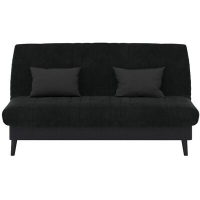 RELAXIMA Banquette convertible Elios clic clac couchage 130 x 190 avec rangement intégré + 2 coussins OFFERTS Coton noir Noir - Publicité RELAXIMA Banquette convertible Elios clic clac couchage 130 x 190 avec rangement intégré + 2 coussins OFFERTS Coton noir Noir - Publicité