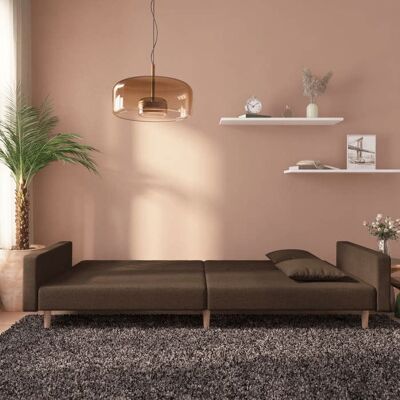 VIDAXL Sales SeasonCanapé convertible 2 places - SHELD - CLIC-CLAC/Sofa-lit - avec deux oreillers marron tissu 220x845x69cm C7911702 Marron - Publicité VIDAXL Sales SeasonCanapé convertible 2 places - SHELD - CLIC-CLAC/Sofa-lit - avec deux oreillers marron tissu 220x845x69cm C7911702 Marron - Publicité