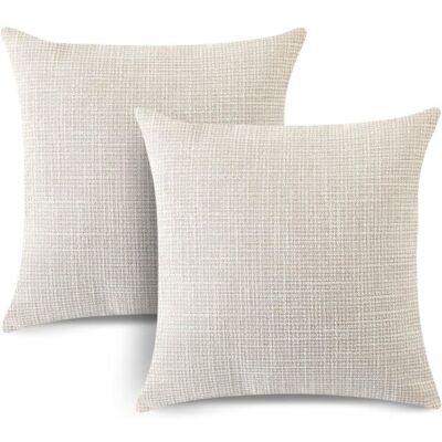 LENTANO Lot de 2 housses de coussin 40x40 cm en lin. Couleur unie beige pour salon chambre et décoration intérieure. Beige - Publicité LENTANO Lot de 2 housses de coussin 40x40 cm en lin. Couleur unie beige pour salon chambre et décoration intérieure. Beige - Publicité