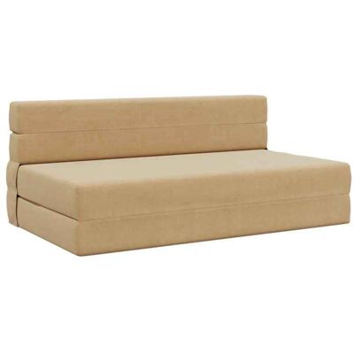 VIDAXL Moderne Lit banquette 2 places - convertible - pliant Gris Vert Clair 203x152x15 cm @FR3417356 Beige - Publicité VIDAXL Moderne Lit banquette 2 places - convertible - pliant Gris Vert Clair 203x152x15 cm @FR3417356 Beige - Publicité