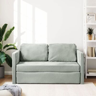 VIDAXL Lit banquette 2 places - convertible - Canapé-lit 2 en 1 gris clair 122x204x55 cm velours CAL7767646 Gris - Publicité VIDAXL Lit banquette 2 places - convertible - Canapé-lit 2 en 1 gris clair 122x204x55 cm velours CAL7767646 Gris - Publicité