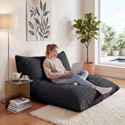 GIANTEX Canapé Relaxation 194 X 139 CM Housse en Velours Côtelé Lavable Pouf Géant Poire Convertible Bean Bag Gris - Publicité GIANTEX Canapé Relaxation 194 X 139 CM Housse en Velours Côtelé Lavable Pouf Géant Poire Convertible Bean Bag Gris - Publicité