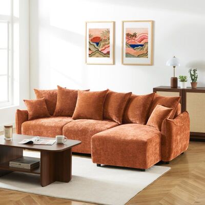 BAÏTA Canapé dangle convertible et réversible 4 places OPALINE tissu terracotta - Publicité BAÏTA Canapé dangle convertible et réversible 4 places OPALINE tissu terracotta - Publicité