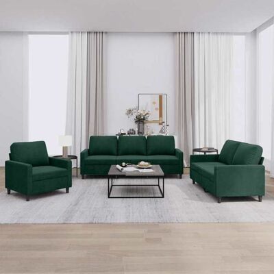 Ensemble de canapés en velours - vidaXL - 3 pièces - Vert foncé - Velours - Fauteuil - Canapé 2 places - Canapé 3 places Vert - Publicité Ensemble de canapés en velours - vidaXL - 3 pièces - Vert foncé - Velours - Fauteuil - Canapé 2 places - Canapé 3 places Vert - Publicité