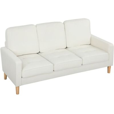 Canapé 3 places - HOMCOM - design moderne - coussins épais pieds en bois dhévéa - tissu en velours - 185 x 79 x 82 cm - crème Beige - Publicité Canapé 3 places - HOMCOM - design moderne - coussins épais pieds en bois dhévéa - tissu en velours - 185 x 79 x 82 cm - crème Beige - Publicité