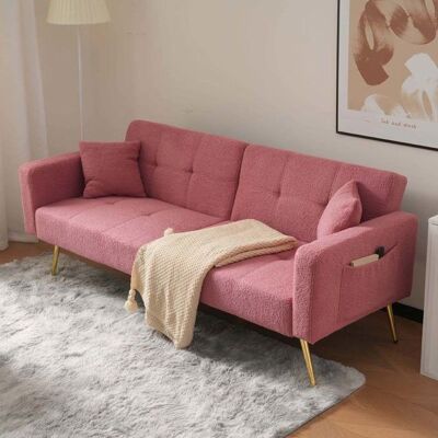 YEHTOKHOME Canapé 2 places convertible - Inclinable - Tissu laine - Angle réglable - Poches latérales Rose - Publicité YEHTOKHOME Canapé 2 places convertible - Inclinable - Tissu laine - Angle réglable - Poches latérales Rose - Publicité
