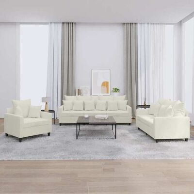 Ensemble de canapés en velours - vidaXL - 3 pièces - Crème - Velours doux - Structure robuste - Fauteuil Beige - Publicité Ensemble de canapés en velours - vidaXL - 3 pièces - Crème - Velours doux - Structure robuste - Fauteuil Beige - Publicité
