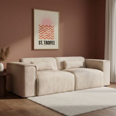 BAÏTA Canapé droit fixe NUNA 3 places tissu taupe Beige - Publicité BAÏTA Canapé droit fixe NUNA 3 places tissu taupe Beige - Publicité