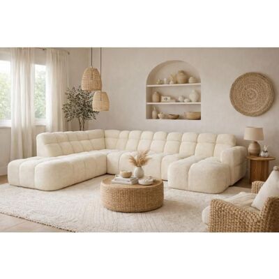 TENDENCIO Canapé d’angle panoramique LIZIA beige - 6 à 7 places - 330 cm Beige - Publicité TENDENCIO Canapé d’angle panoramique LIZIA beige - 6 à 7 places - 330 cm Beige - Publicité