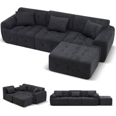 COMHOMA Canapé dangle modulable convertible 245 cm forme en L livré sous vide avec pouf ottoman - Gris foncé Gris - Publicité COMHOMA Canapé dangle modulable convertible 245 cm forme en L livré sous vide avec pouf ottoman - Gris foncé Gris - Publicité