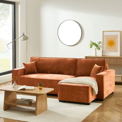 BAÏTA Canapé dangle convertible et réversible GAVI 4 places tissu terracotta - Publicité BAÏTA Canapé dangle convertible et réversible GAVI 4 places tissu terracotta - Publicité