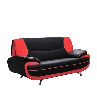 MOBILIER DECO MUZA - Canapé design 2 places en simili cuir noir et rouge Noir - Publicité MOBILIER DECO MUZA - Canapé design 2 places en simili cuir noir et rouge Noir - Publicité