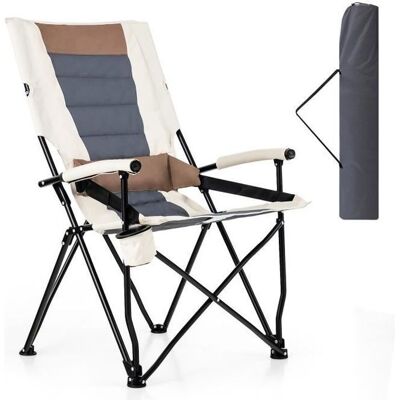 COSTWAY Chaise de Camping Pliante avec Dossier Haut Coussin Lombaire Charge 150KG Fauteuil de Camping pour Plage Pêche Pique-Nique Blanc - Publicité COSTWAY Chaise de Camping Pliante avec Dossier Haut Coussin Lombaire Charge 150KG Fauteuil de Camping pour Plage Pêche Pique-Nique Blanc - Publicité