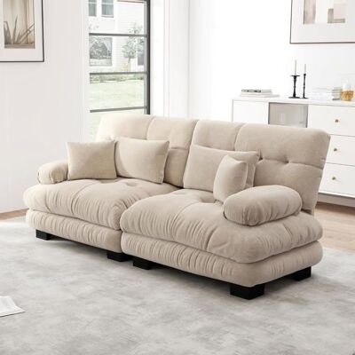 Lemonbest Canapé 2 Places en Chenille avec 2 Coussins lombaires et 2 Coussins décoratifs canapé sectionnel Cloud - Café clair Beige - Publicité Lemonbest Canapé 2 Places en Chenille avec 2 Coussins lombaires et 2 Coussins décoratifs canapé sectionnel Cloud - Café clair Beige - Publicité