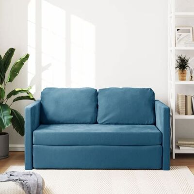 VIDAXL Lit banquette 2 places - convertible - Canapé-lit 2 en 1 bleu 122x204x55 cm velours CAL3000561 Bleu - Publicité VIDAXL Lit banquette 2 places - convertible - Canapé-lit 2 en 1 bleu 122x204x55 cm velours CAL3000561 Bleu - Publicité