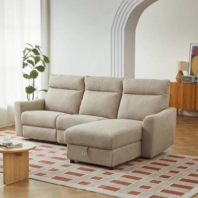 BAÏTA Canapé dangle droit relax électrique HOROS 4 places tissu chenille beige Beige - Publicité BAÏTA Canapé dangle droit relax électrique HOROS 4 places tissu chenille beige Beige - Publicité