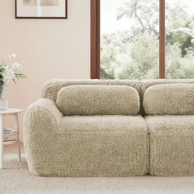 Canapé modulaire 2-4 places EVRYAE - sans montage avec ottoman relié et base antidérapante - Kaki clair - Publicité Canapé modulaire 2-4 places EVRYAE - sans montage avec ottoman relié et base antidérapante - Kaki clair - Publicité