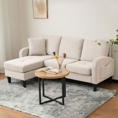 Canapé dangle - PUGSDRLY - Modulaire - Chaise longue gauche - Tissu coton respirant beige - 3 places Beige - Publicité Canapé dangle - PUGSDRLY - Modulaire - Chaise longue gauche - Tissu coton respirant beige - 3 places Beige - Publicité