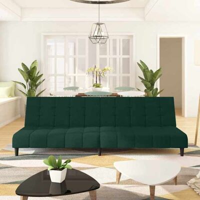 Canapé-lit 2 places velours - vidaXL - Vert foncé - Convertible en lit - 200x845x69 cm - Velours doux - Cadre en bois - Publicité Canapé-lit 2 places velours - vidaXL - Vert foncé - Convertible en lit - 200x845x69 cm - Velours doux - Cadre en bois - Publicité