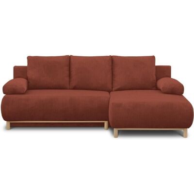 Canapé dangle droit convertible - 3 places - MIKA - Tissu velours côtelé rouille - Coffre de rangement - 192 x 84 x 93 cm Marron - Publicité Canapé dangle droit convertible - 3 places - MIKA - Tissu velours côtelé rouille - Coffre de rangement - 192 x 84 x 93 cm Marron - Publicité