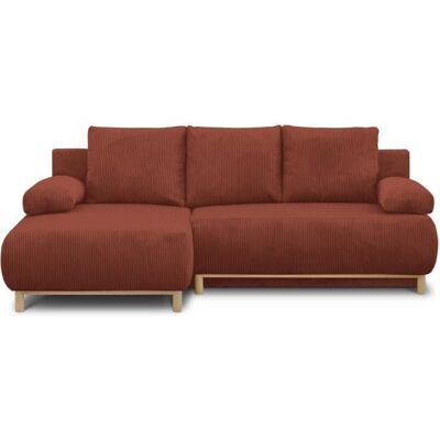 Canapé dangle gauche convertible - 3 places - MIKA - Tissu velours côtelé rouille - Coffre de rangement - 192 x 84 x 93 cm Marron - Publicité Canapé dangle gauche convertible - 3 places - MIKA - Tissu velours côtelé rouille - Coffre de rangement - 192 x 84 x 93 cm Marron - Publicité