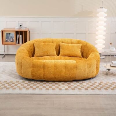 LEMONBEST Canapé pouf 2 places Lazy 150×95×63 cm - Chenille jaune mousse à mémoire Jaune - Publicité LEMONBEST Canapé pouf 2 places Lazy 150×95×63 cm - Chenille jaune mousse à mémoire Jaune - Publicité