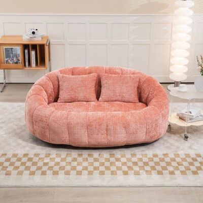 LEMONBEST Canapé pouf 2 places Lazy en chenille rose 150×95×63 cm avec 2 coussins - mousse à mémoire Rose - Publicité LEMONBEST Canapé pouf 2 places Lazy en chenille rose 150×95×63 cm avec 2 coussins - mousse à mémoire Rose - Publicité