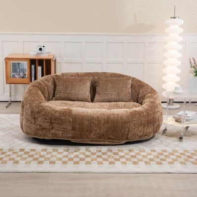 Canapé pouf 2 places LEMONBEST Lazy Canapé 150×95×63 cm en chenille marron – 2 coussins Marron - Publicité Canapé pouf 2 places LEMONBEST Lazy Canapé 150×95×63 cm en chenille marron – 2 coussins Marron - Publicité