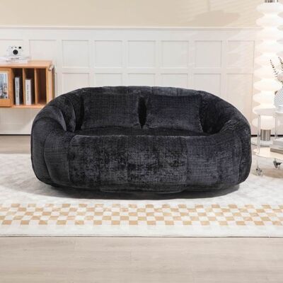 Canapé pouf poire 2 places LEMONBEST 150×95×63 cm - Chenille noir mousse à mémoire Noir - Publicité Canapé pouf poire 2 places LEMONBEST 150×95×63 cm - Chenille noir mousse à mémoire Noir - Publicité