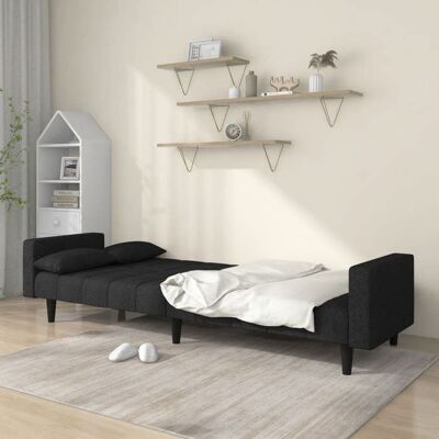VIDAXL Sales SeasonCanapé convertible 2 places - SHELD - CLIC-CLAC/Sofa-lit - avec deux oreillers noir tissu 220x845x69cm C3997019 Noir - Publicité VIDAXL Sales SeasonCanapé convertible 2 places - SHELD - CLIC-CLAC/Sofa-lit - avec deux oreillers noir tissu 220x845x69cm C3997019 Noir - Publicité
