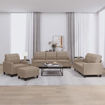 vidaXL Ensemble de Canapés avec Coussins 4 pcs Canapés avec Accoudoirs et Dossier Ensemble de Meubles avec Repose-pied 3201347 Beige - Publicité vidaXL Ensemble de Canapés avec Coussins 4 pcs Canapés avec Accoudoirs et Dossier Ensemble de Meubles avec Repose-pied 3201347 Beige - Publicité