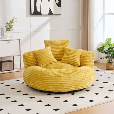 LEMONBEST Pouf poire confortable avec trois coussins 108 x 108 x 52 cm Lazy Canapé pour salon chambre Fauteuil Velours côtelé Jaune Jaune - Publicité LEMONBEST Pouf poire confortable avec trois coussins 108 x 108 x 52 cm Lazy Canapé pour salon chambre Fauteuil Velours côtelé Jaune Jaune - Publicité
